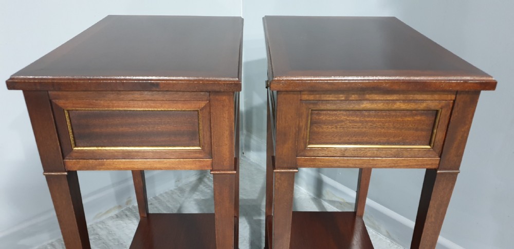 Pair French Mahogany Bedside Lamp Tables View IX