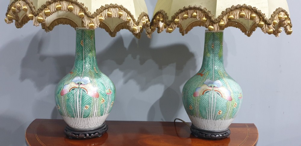Lovely Pair Chinese Lamps View III