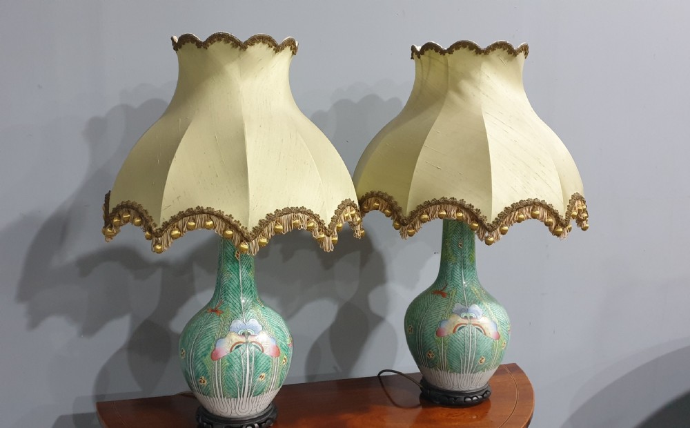 Lovely Pair Chinese Lamps View X