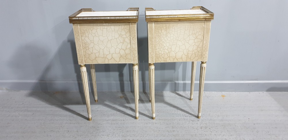 Pair French Painted Bedside Chests of Drawers View VII