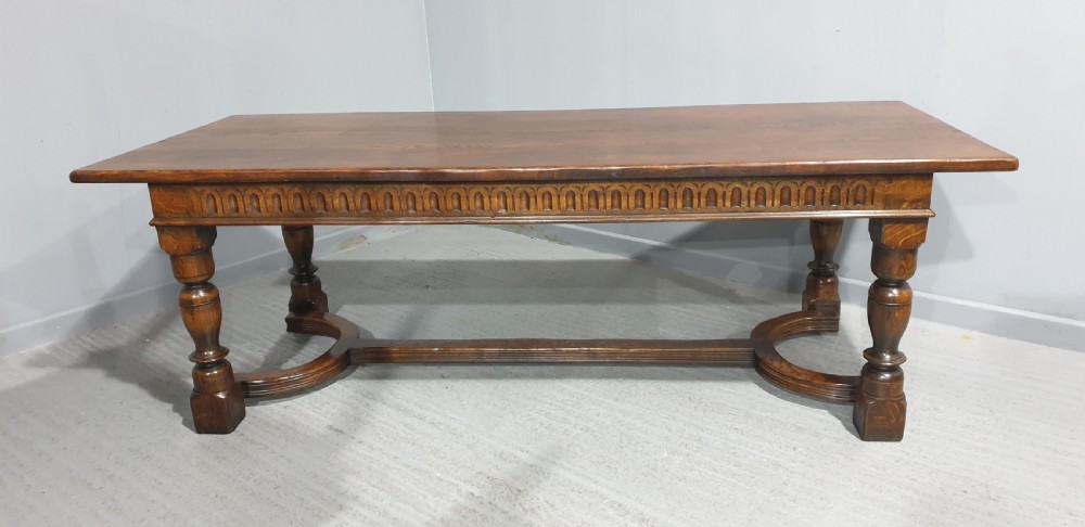 Superb Oak Plank Farmhouse Refrectory Kitchen Dining Table View II