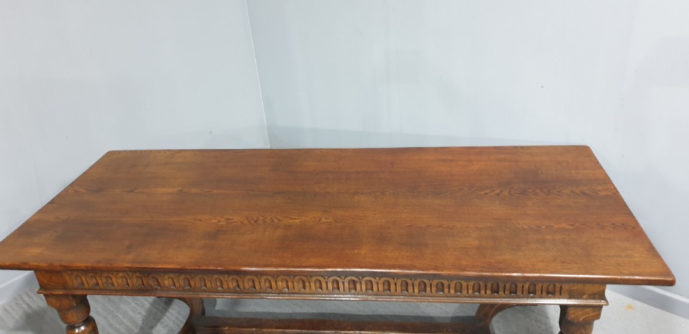 Superb Oak Plank Farmhouse Refrectory Kitchen Dining Table View V