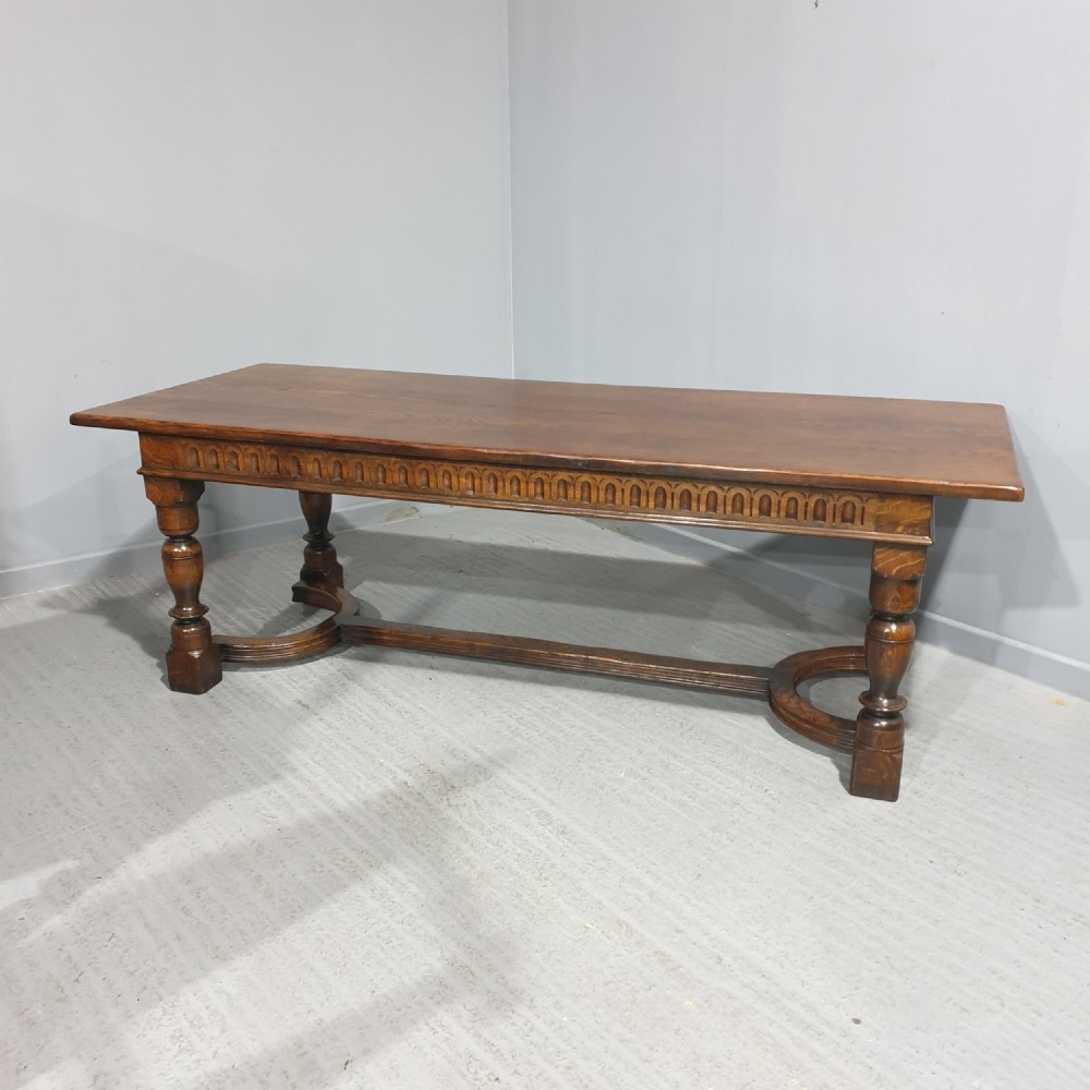 Superb Oak Plank Farmhouse Refrectory Kitchen Dining Table