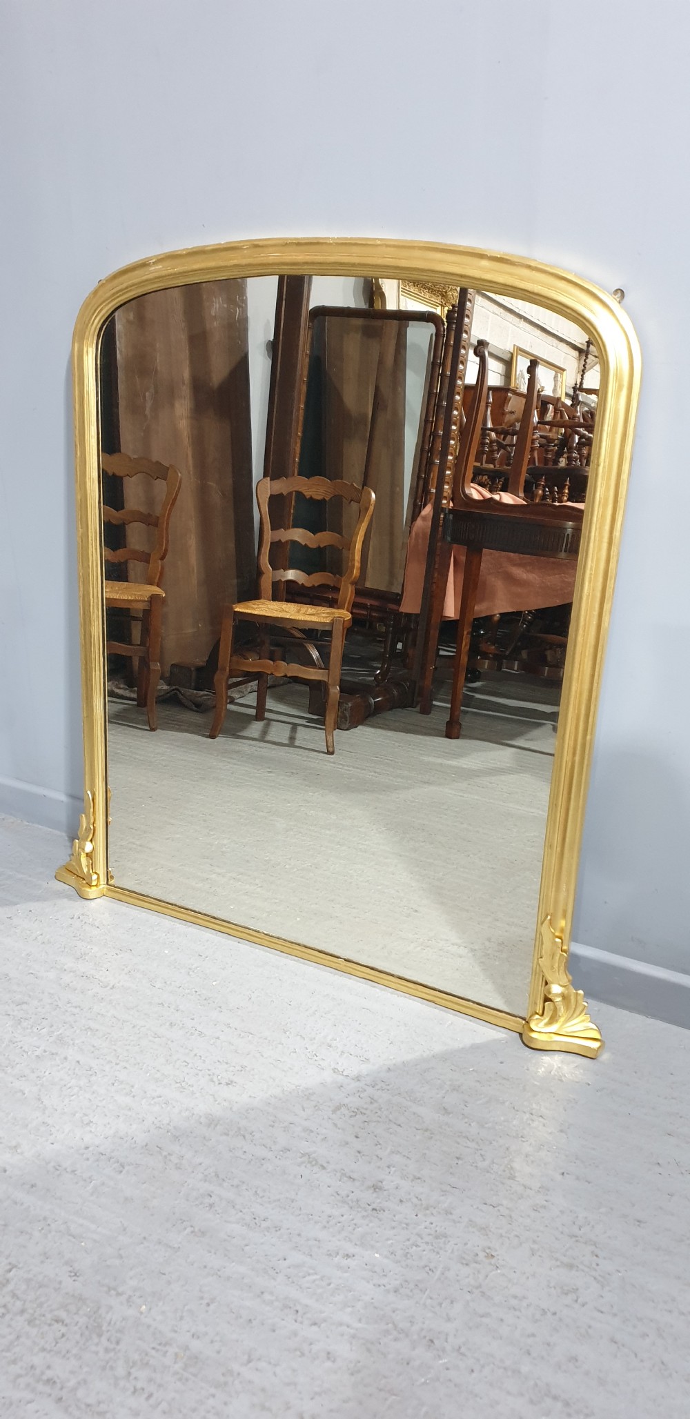 Good English Arched Top Overmantle Mirror View VI