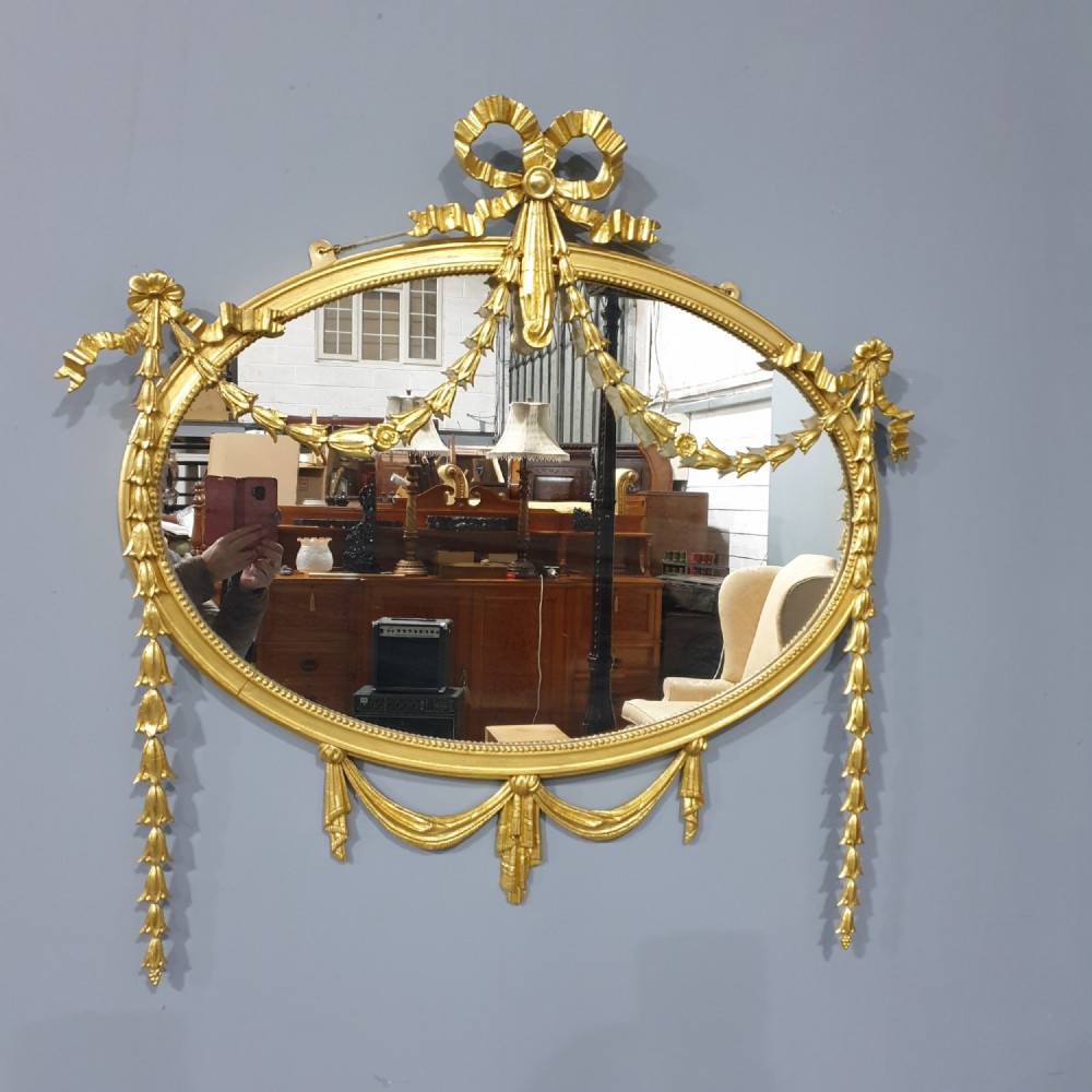 Fabulous Adam Oval Gilt  Mirror
