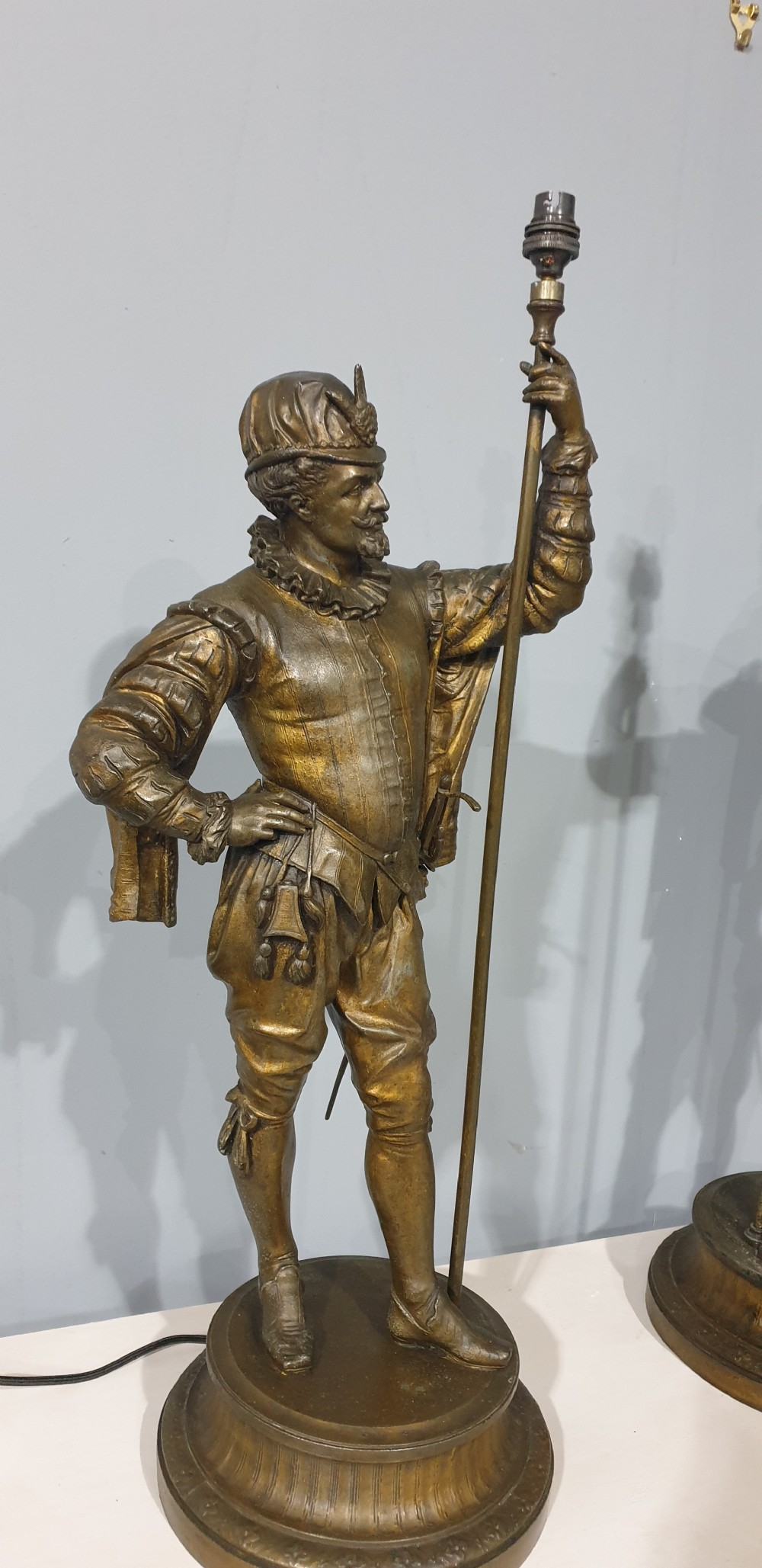 Large Pair Spelter Lamps View VI
