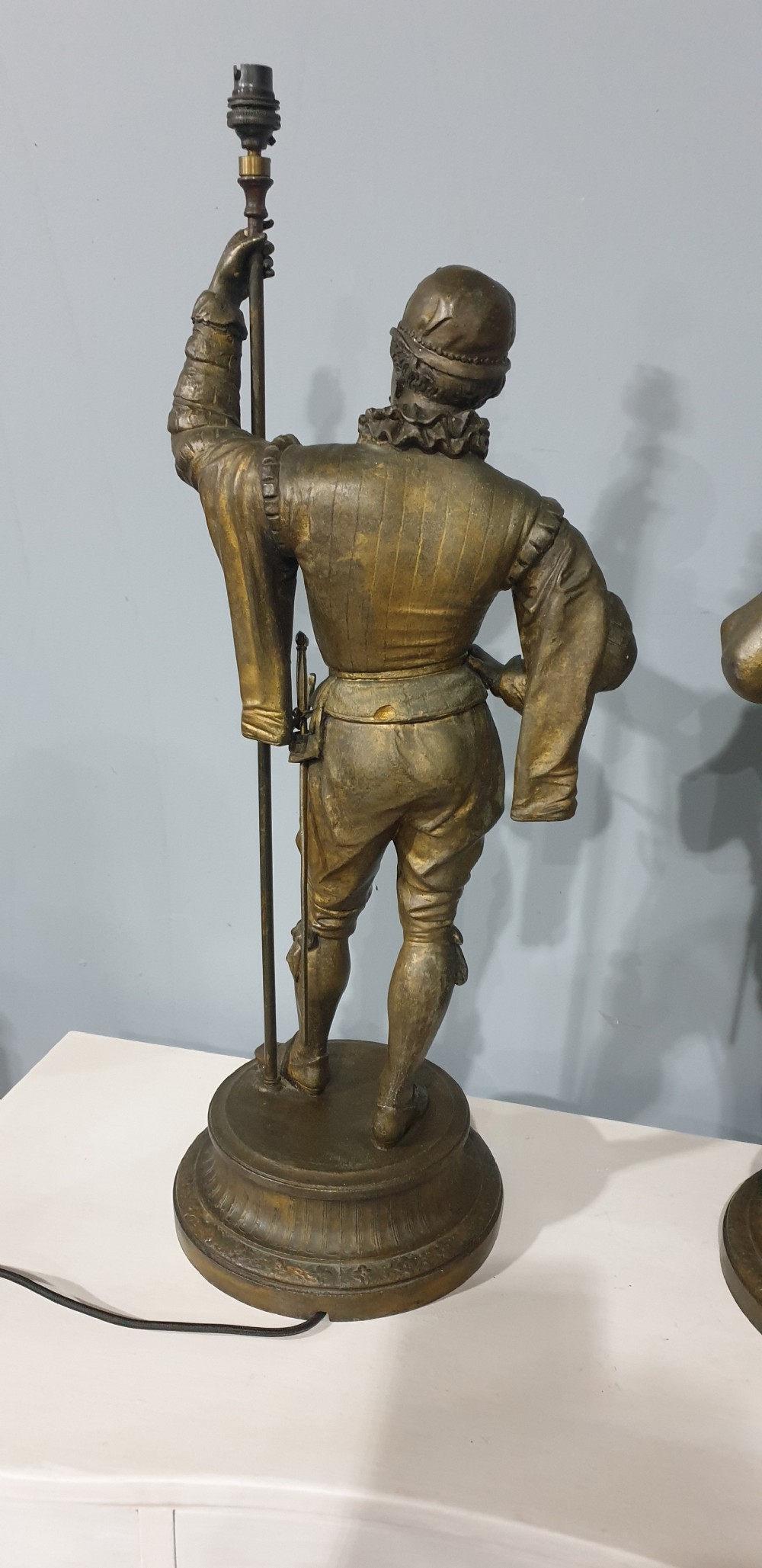 Large Pair Spelter Lamps View XII
