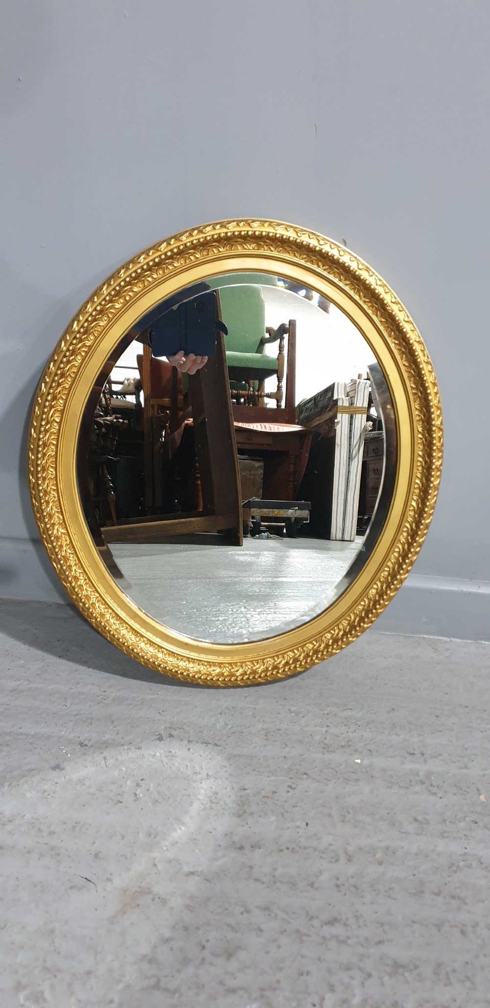 English Oval Gilt Mirror View IV