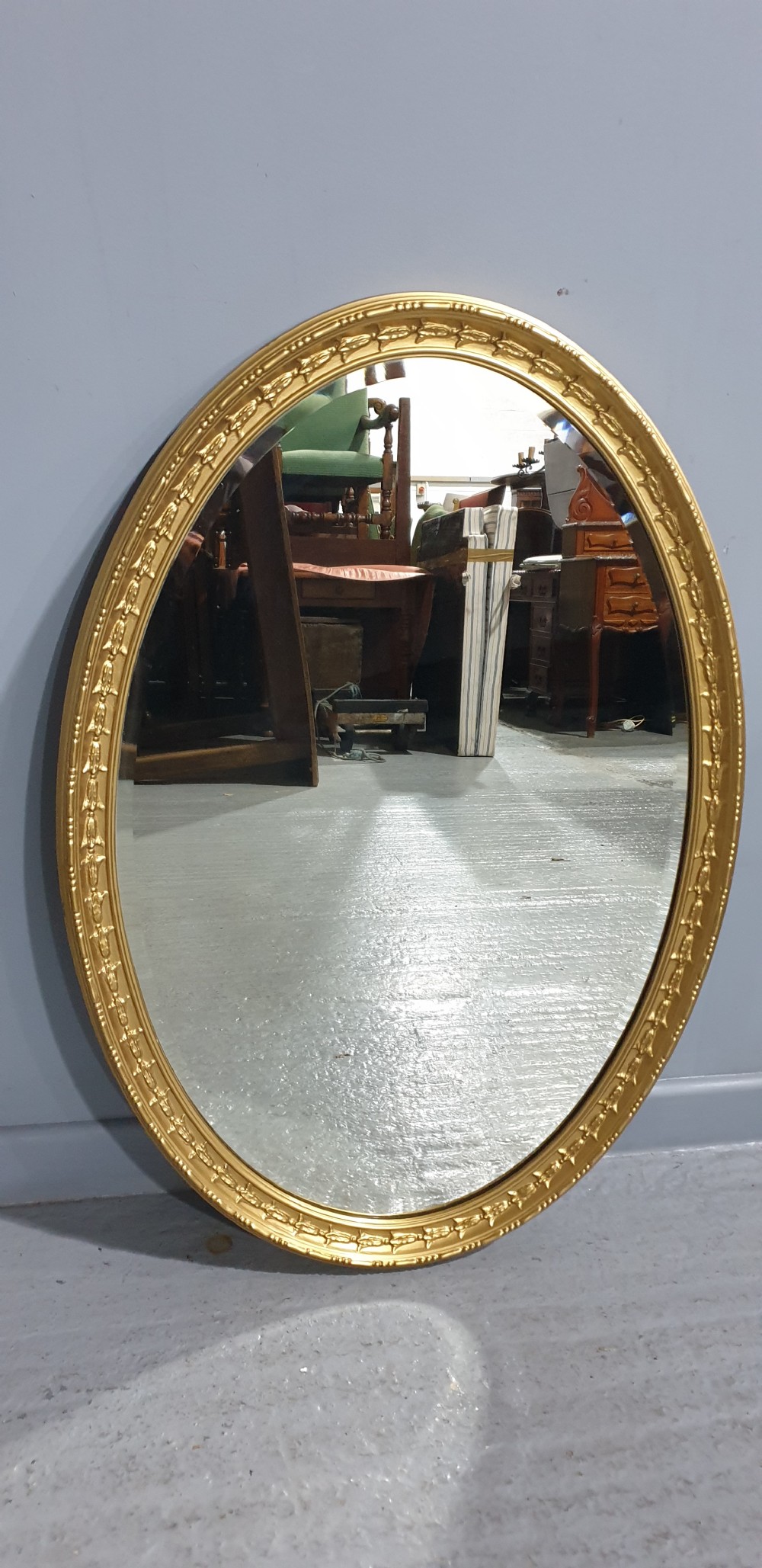 Large Victorian Gilt Oval Mirror View II