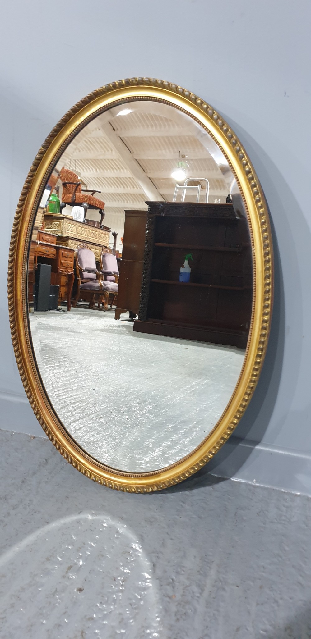 Large English Oval Gilt Mirror View IV
