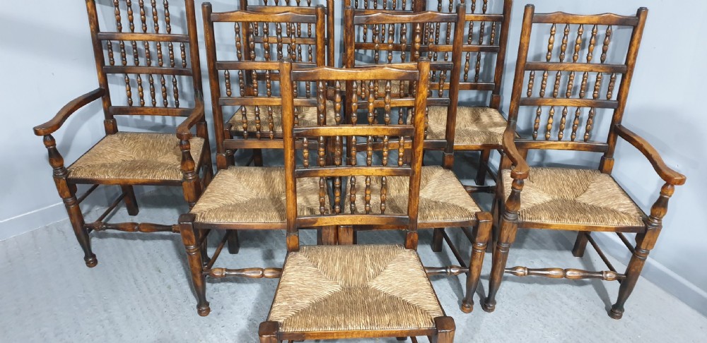 Superb Set Eight Lancashire Dining Chairs View IV
