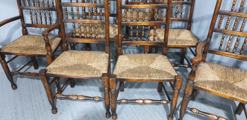 Superb Set Eight Lancashire Dining Chairs View IX