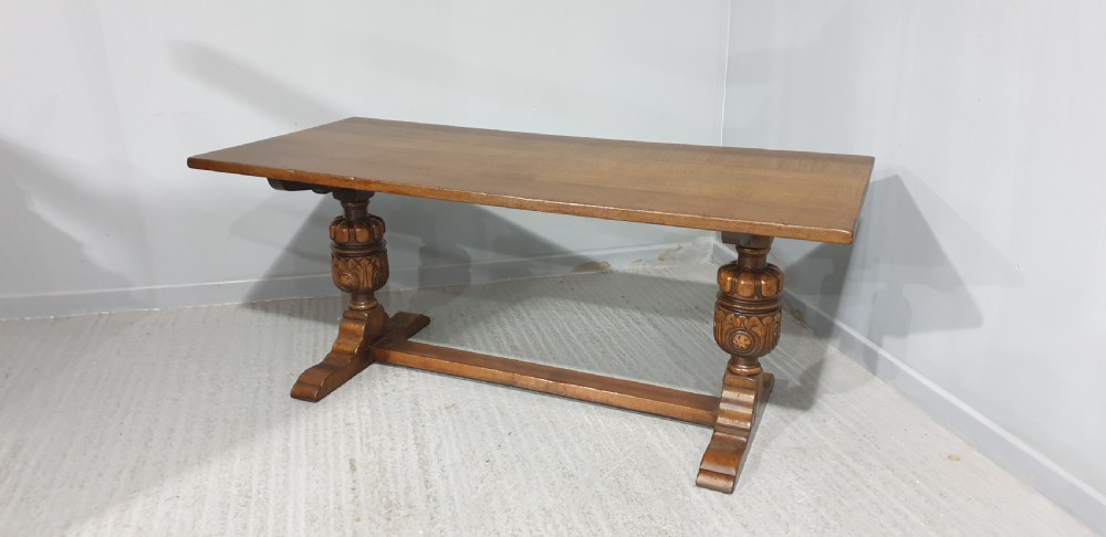 Large Oak Refrectory Kitchen Farmhouse Dining Table View II