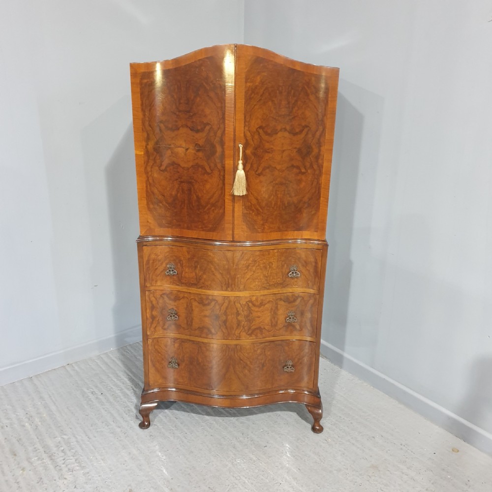 Burr Walnut Linen Press