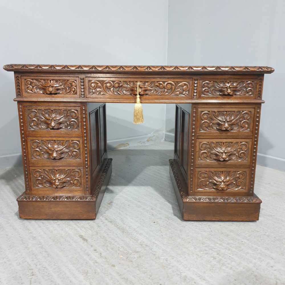 Superb Green Man Oak Desk