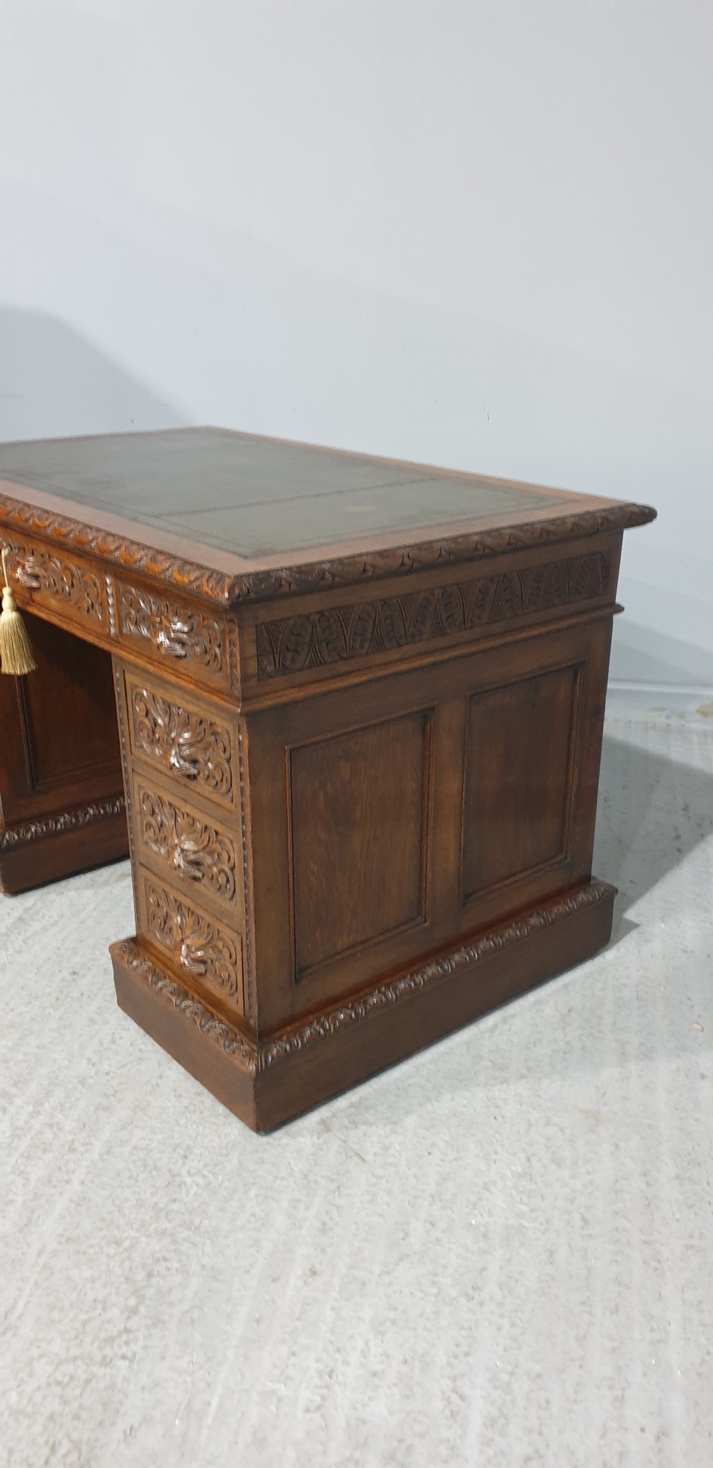 Superb Green Man Oak Desk View IV