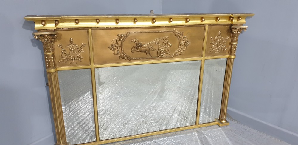 Regency Tryptic Gilt Overmantle Mirror View II