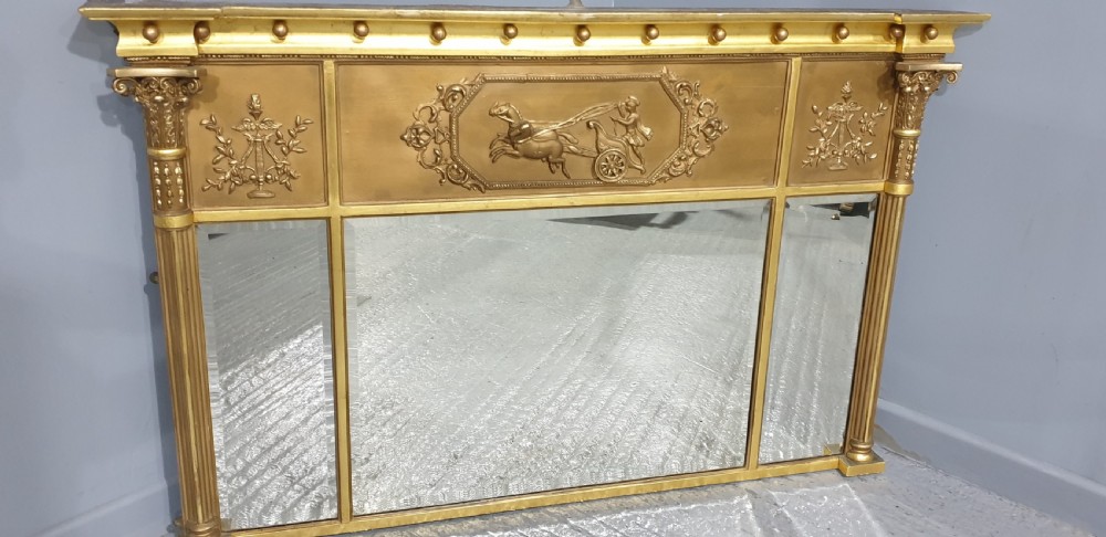 Regency Tryptic Gilt Overmantle Mirror View III