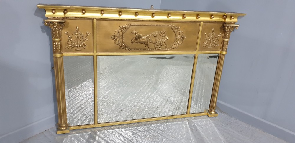 Regency Tryptic Gilt Overmantle Mirror View V