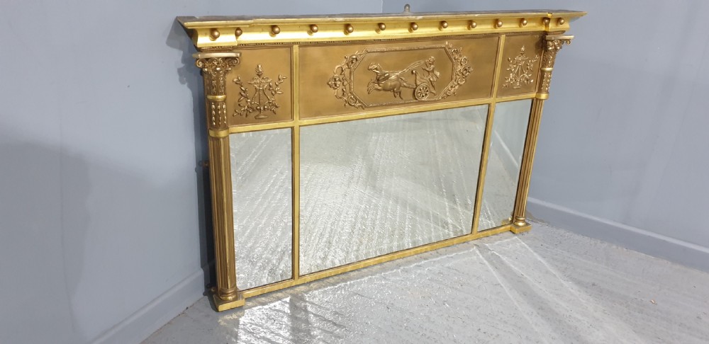 Regency Tryptic Gilt Overmantle Mirror View VI