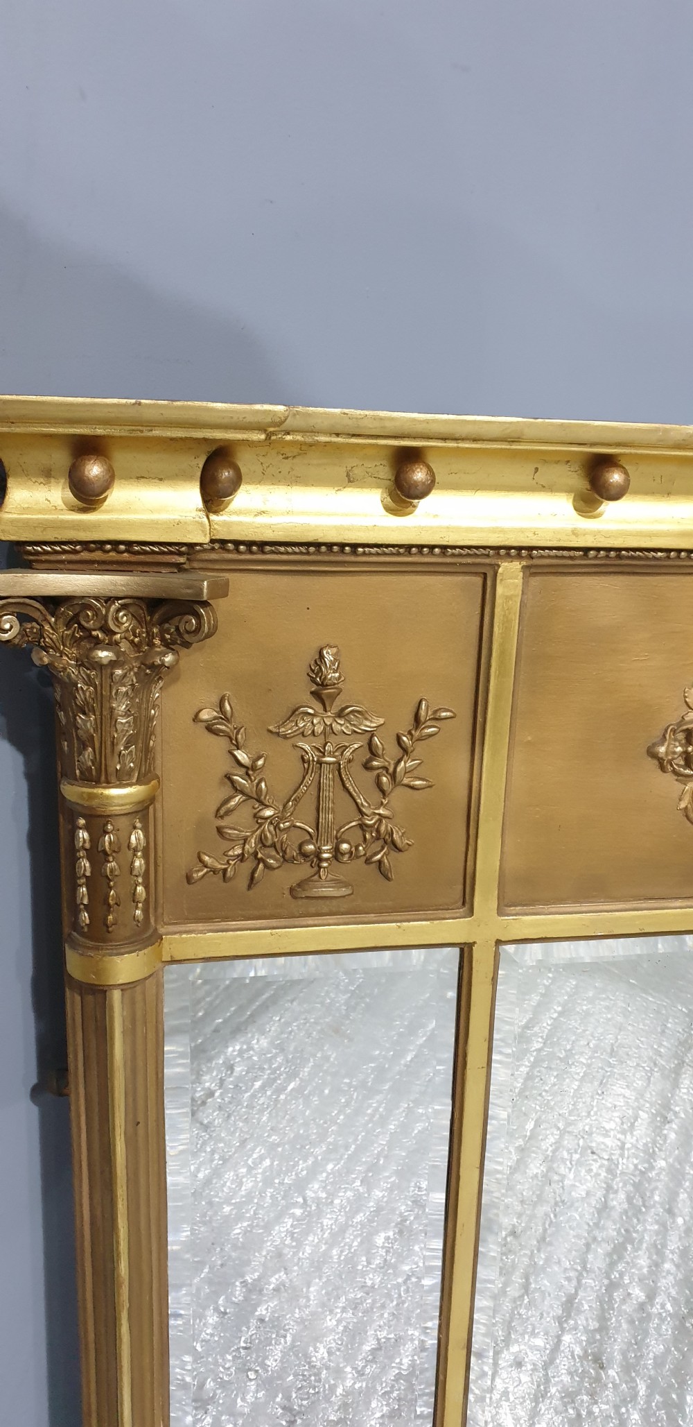 Regency Tryptic Gilt Overmantle Mirror View VII