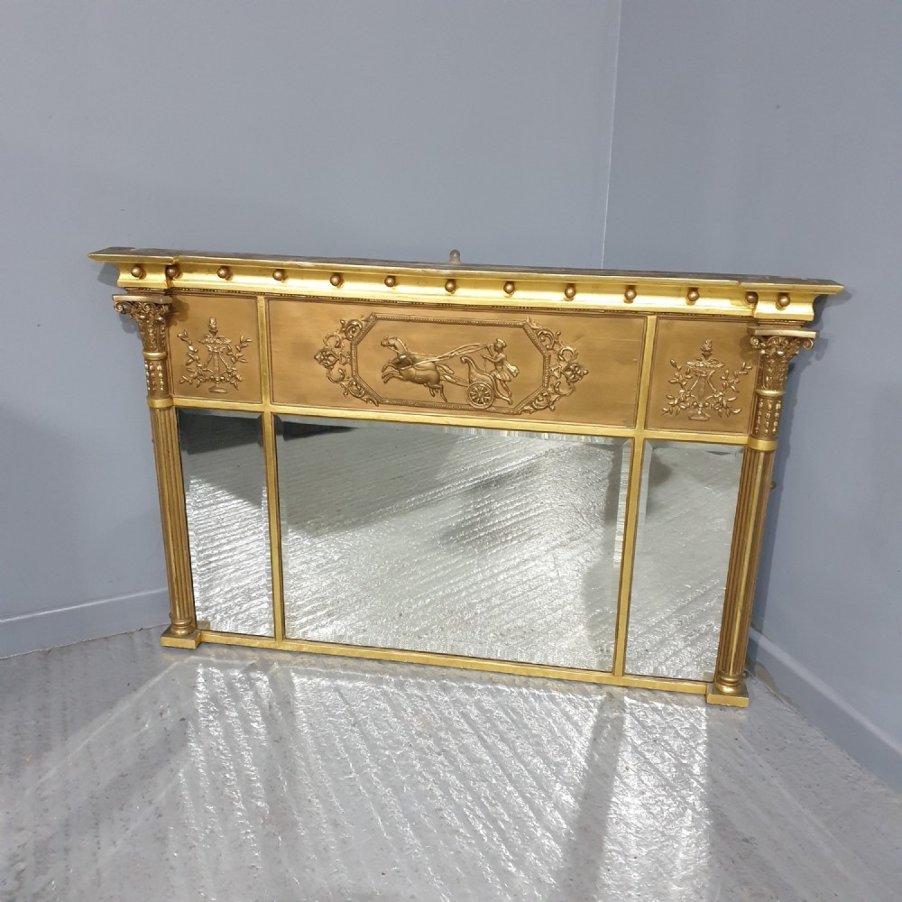 Regency Tryptic Gilt Overmantle Mirror