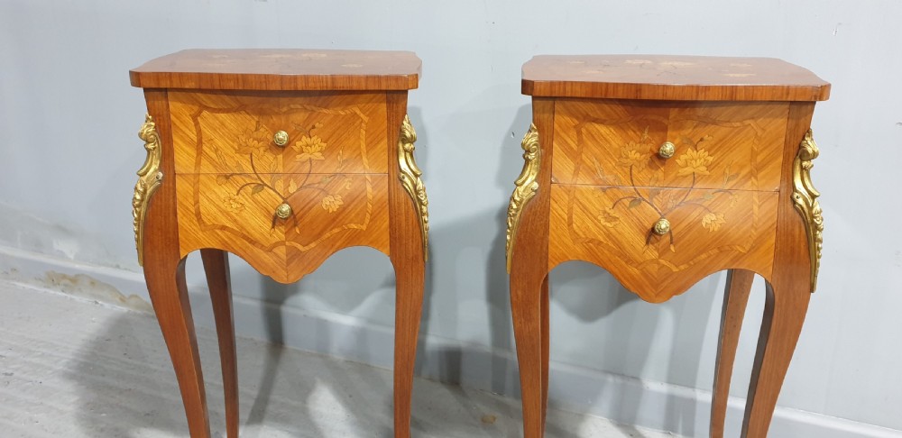 Pair French Bedside Lamp Tables View II