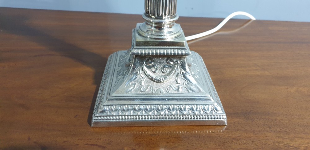 Super Pair Silver Plate Table Lamps View IV
