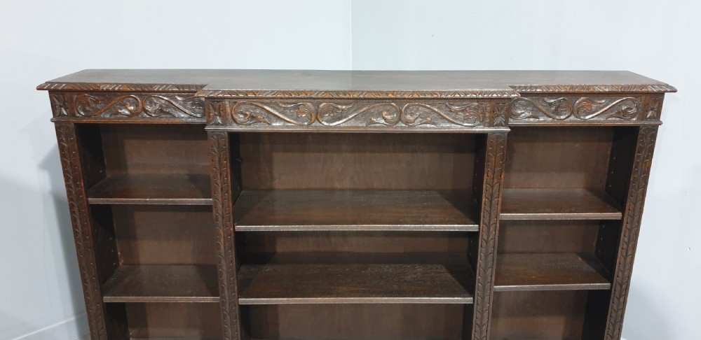 Quality Carved Oak Open Library Bookcase View II
