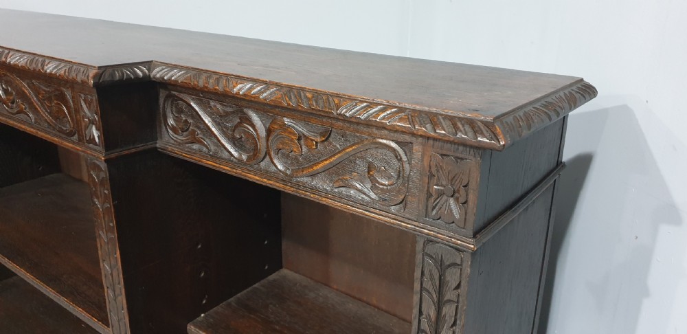 Quality Carved Oak Open Library Bookcase View V