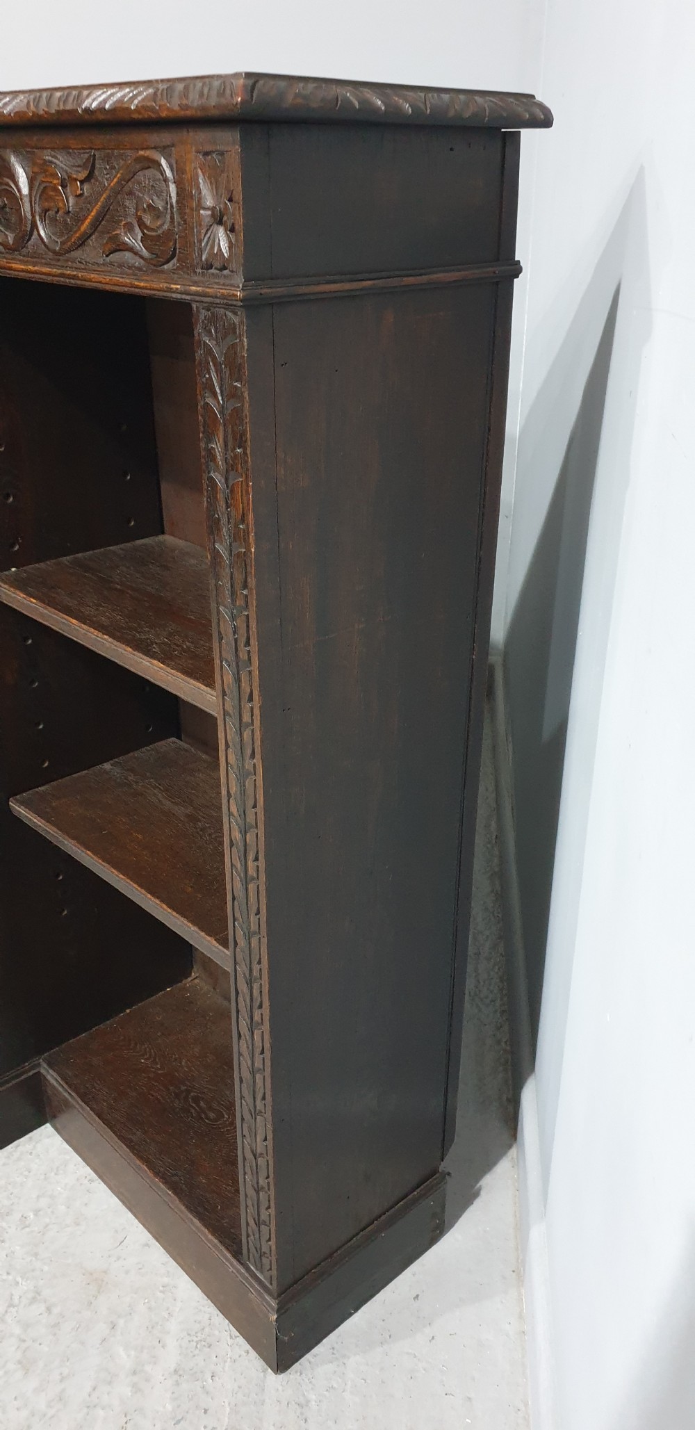 Quality Carved Oak Open Library Bookcase View VII
