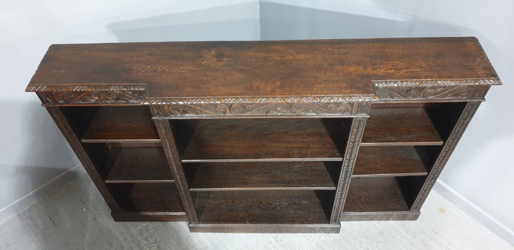 Quality Carved Oak Open Library Bookcase View VIII