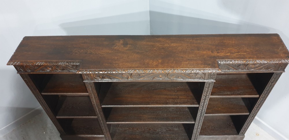 Quality Carved Oak Open Library Bookcase View IX