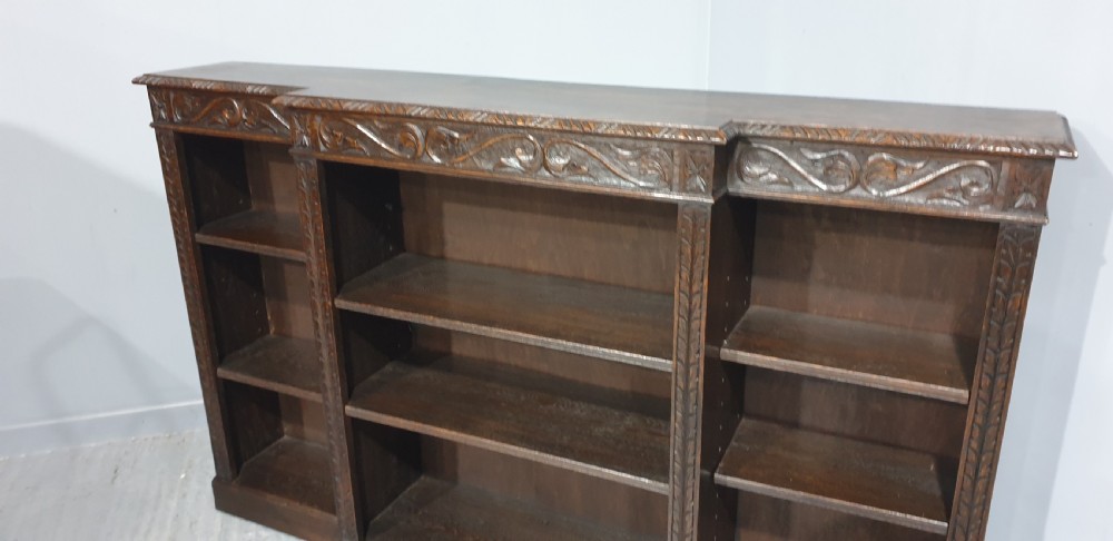 Quality Carved Oak Open Library Bookcase View X