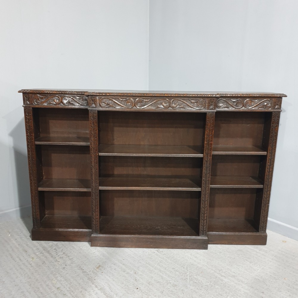 Quality Carved Oak Open Library Bookcase