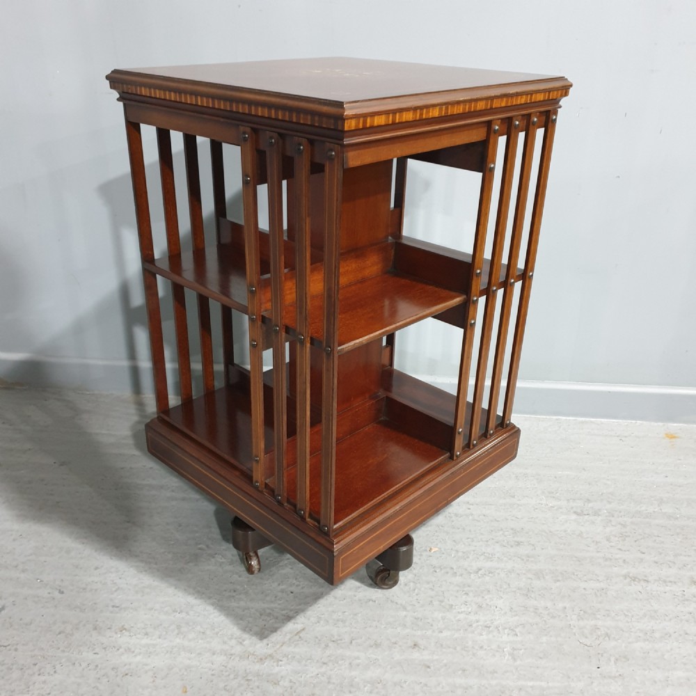 Top Quality Mahogany Inlaid Revolving Bookcase