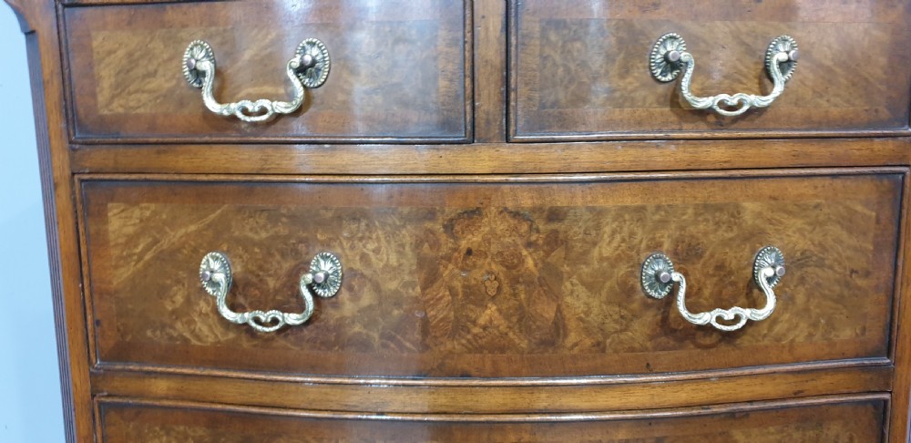 Burr Walnut Chest on Chest of Drawers View III