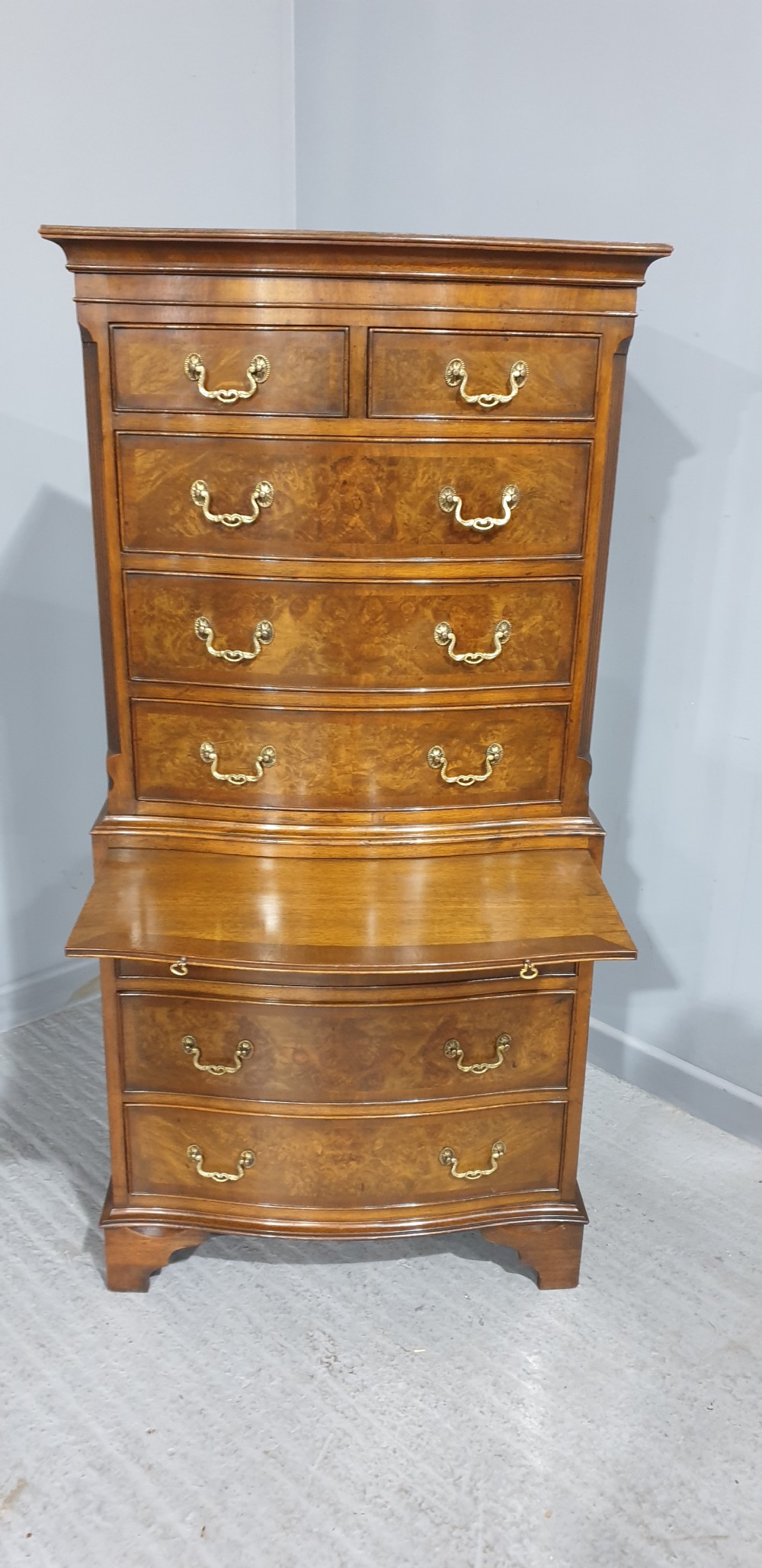 Burr Walnut Chest on Chest of Drawers View VII