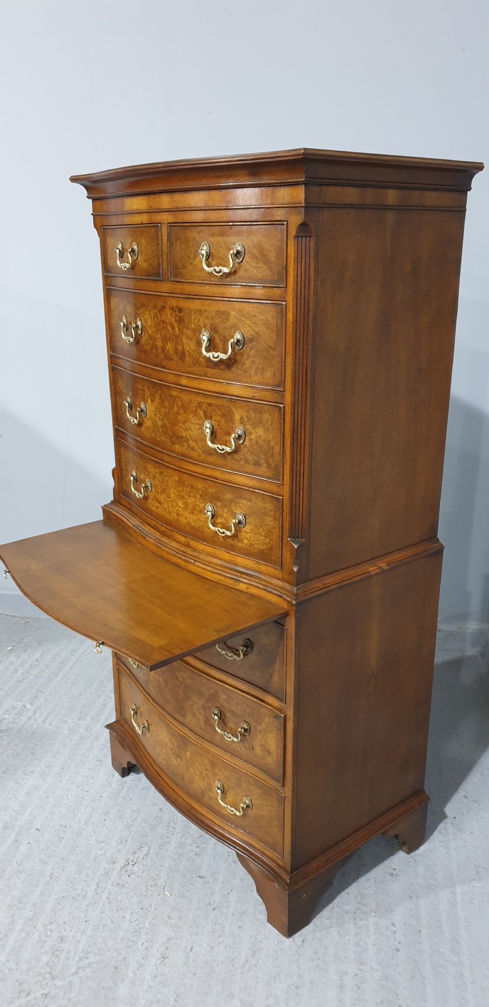 Burr Walnut Chest on Chest of Drawers View VIII
