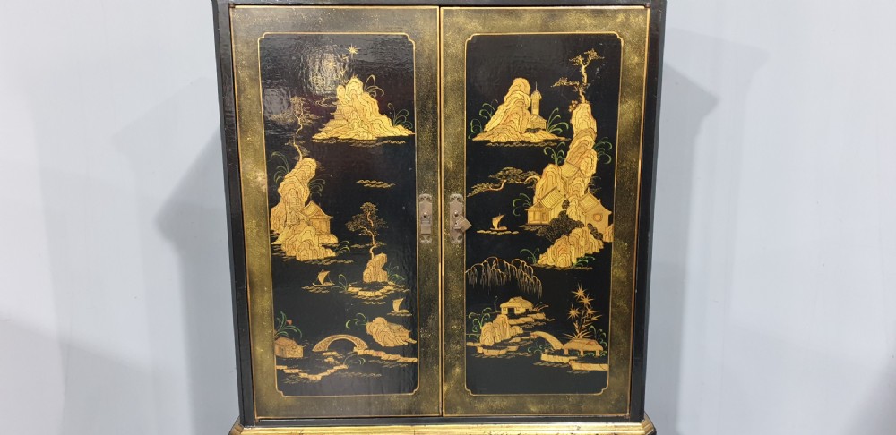 Super Black Laquered Chinoiserie Cabinet View V