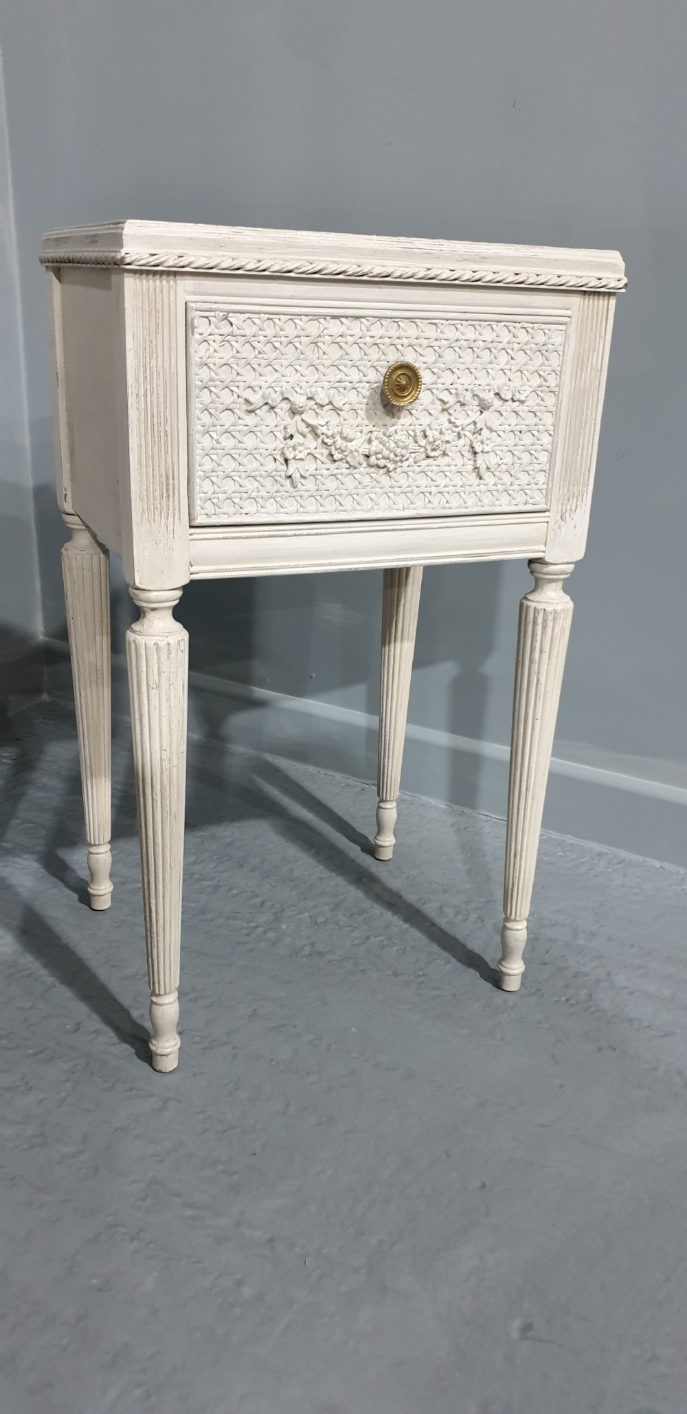 Very Good Pair French Painted Bedside Lamp Chests View IV