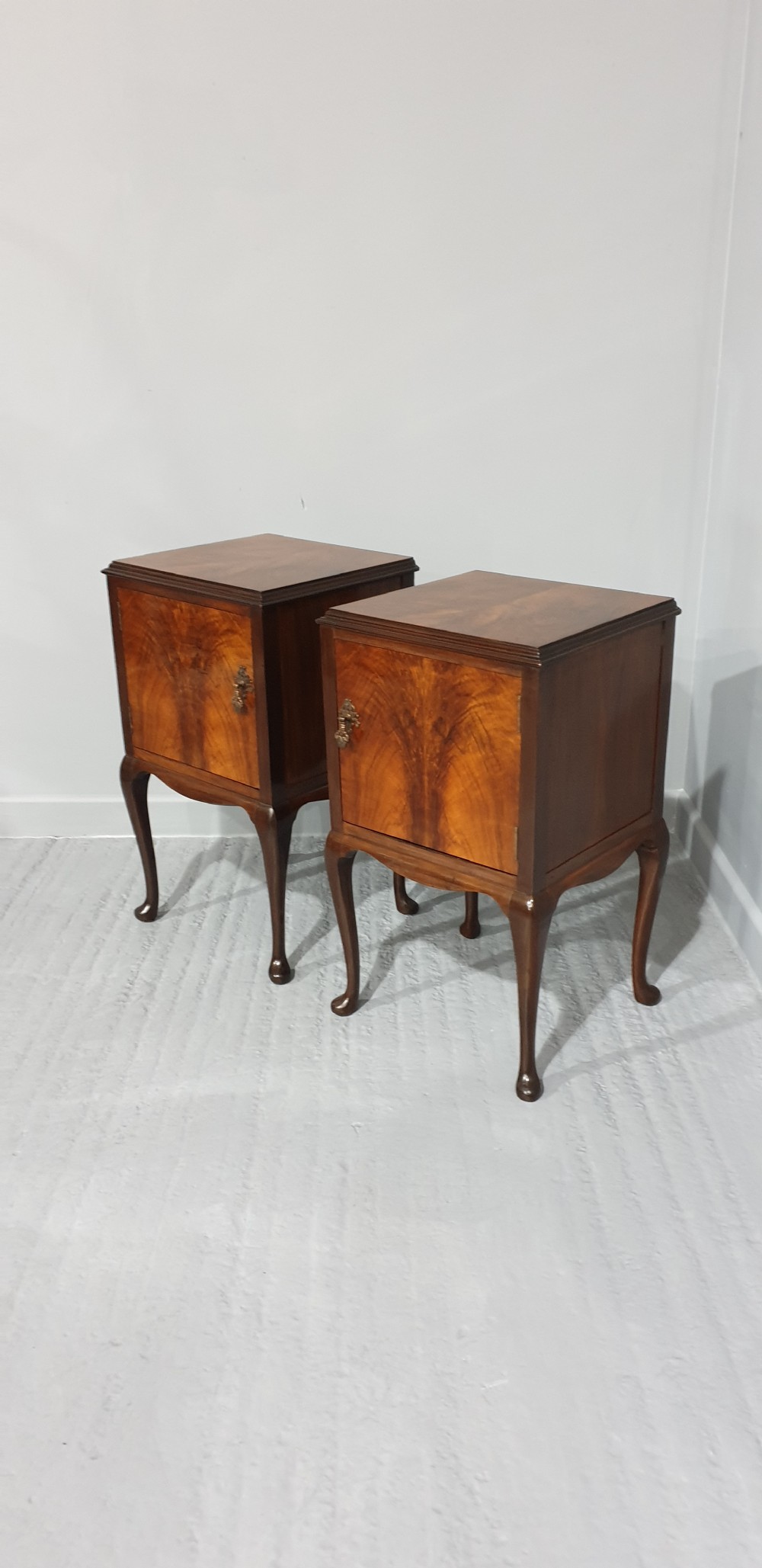 Pair Walnut Bedside Lamp Cabinets View VII