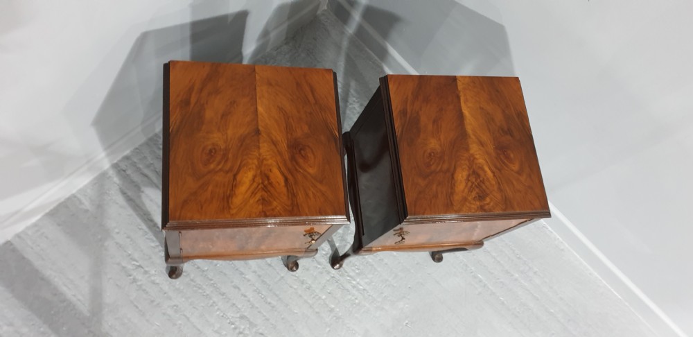 Pair Walnut Bedside Lamp Cabinets View VI
