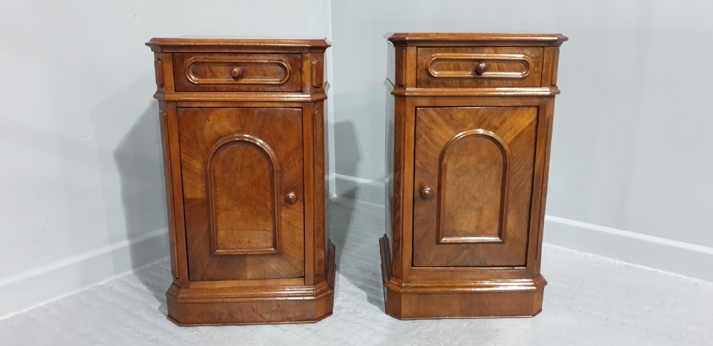 Pair Victorian Walnut Bedside Cabinets View II