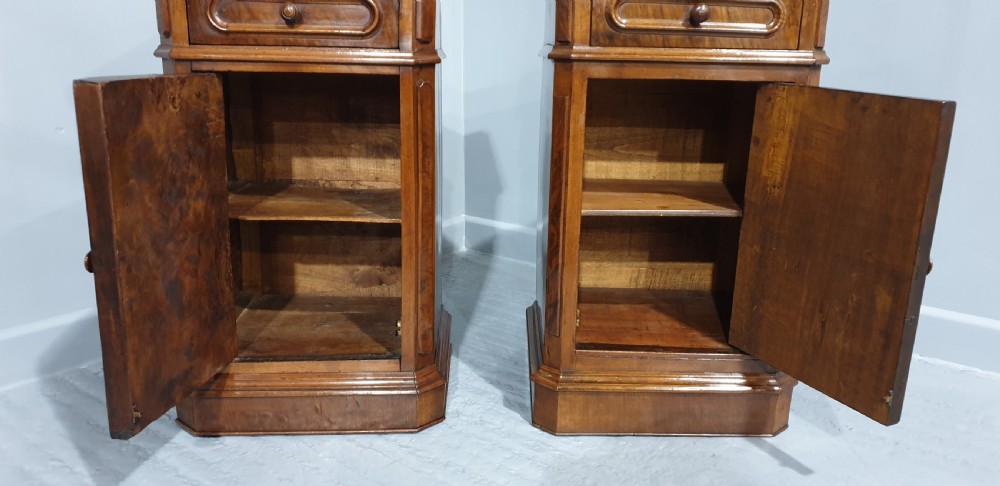 Pair Victorian Walnut Bedside Cabinets View III