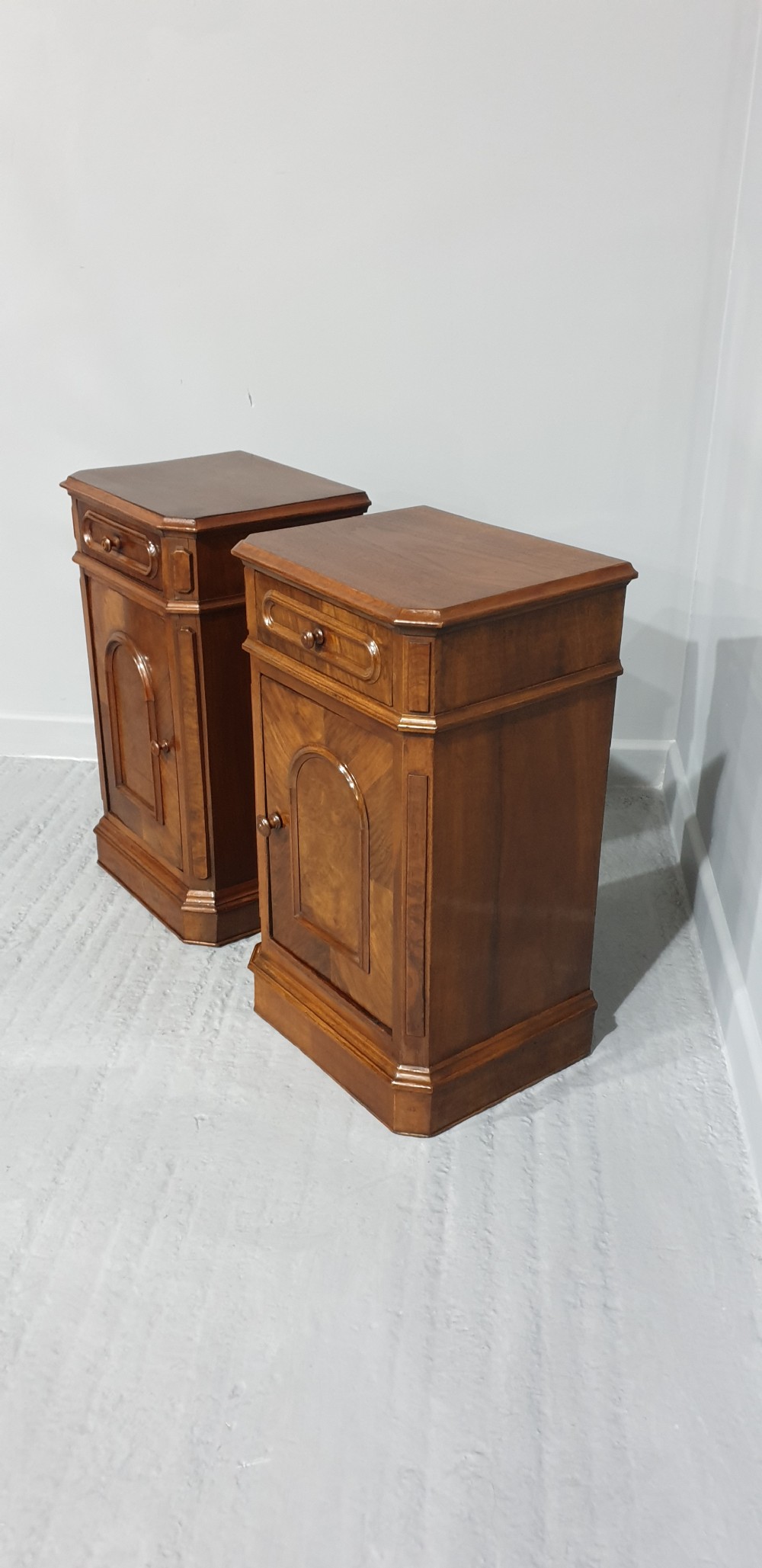 Pair Victorian Walnut Bedside Cabinets View VI