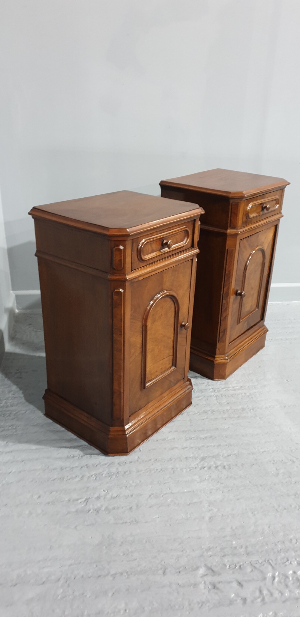 Pair Victorian Walnut Bedside Cabinets View VII