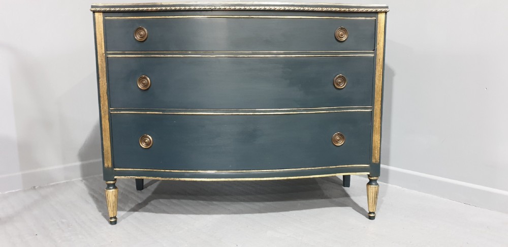 Super French Painted and Parcel Gilt Commode Chest of Drawers View II