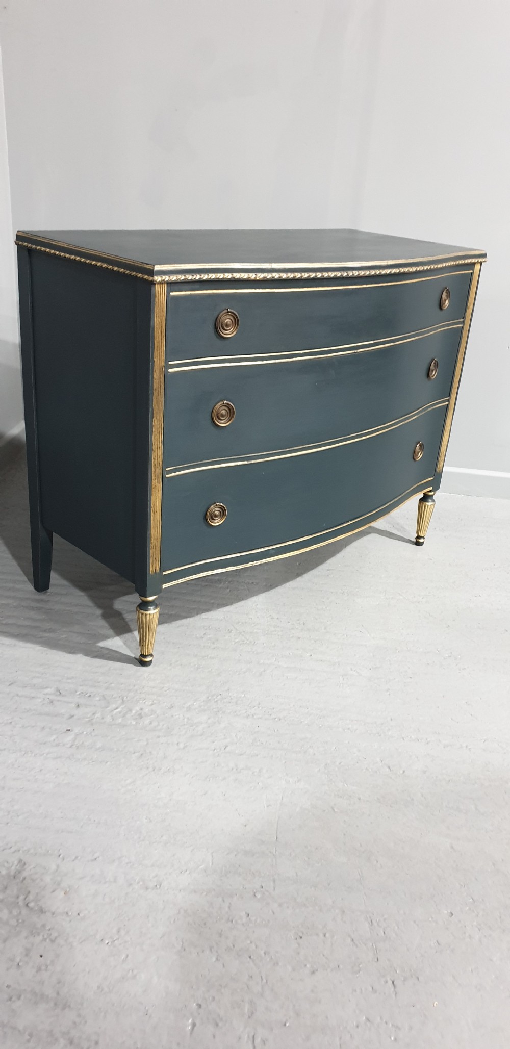 Super French Painted and Parcel Gilt Commode Chest of Drawers View IX