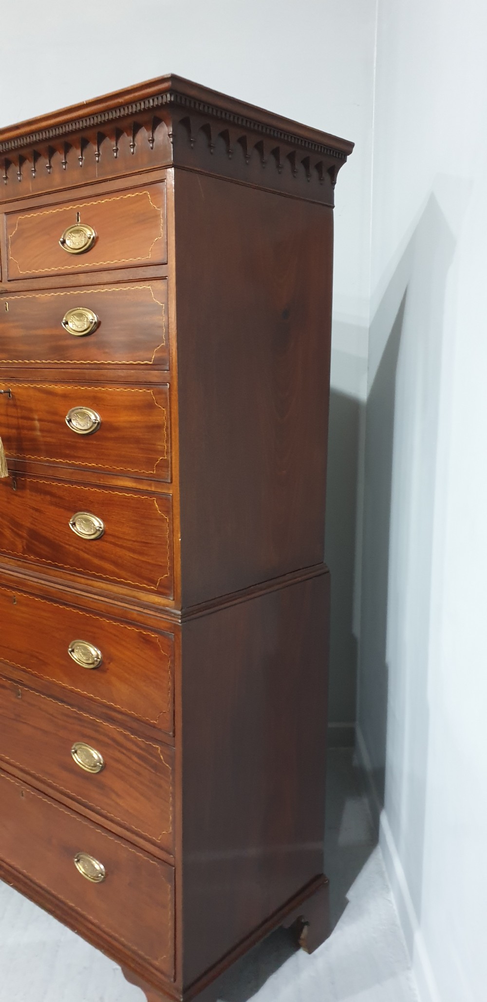 Fabulous Georgian Mahogany Tall Boy Linen Press View VII
